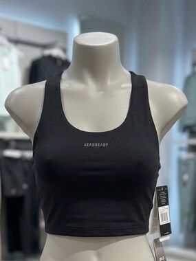 Adidas Girls' Aeroready Training Crop Top Black Size XL (16)